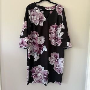 Calvin Klein Black Dress with Purple Floral Design